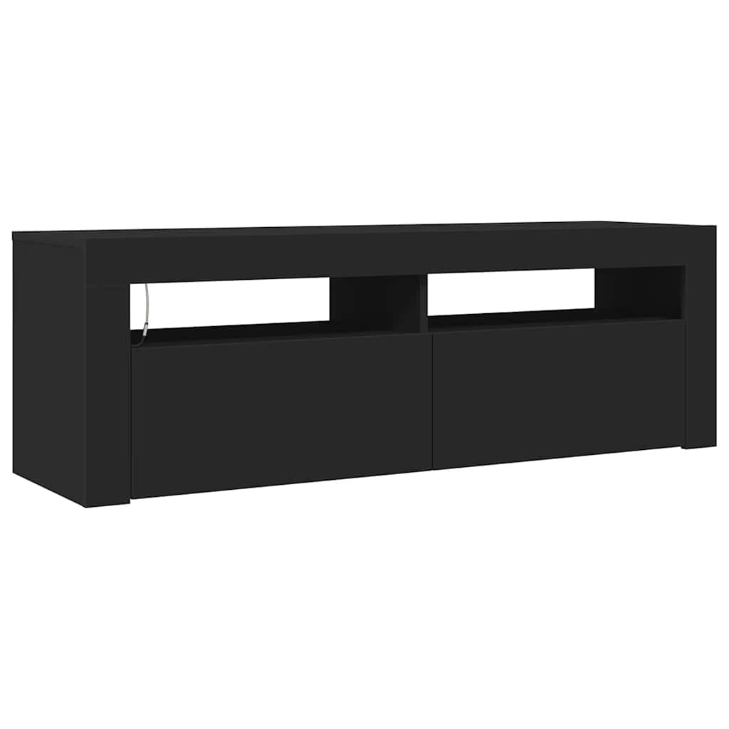 fekete TV-szekrény LED-világítással 120 x 35 x 40 cm