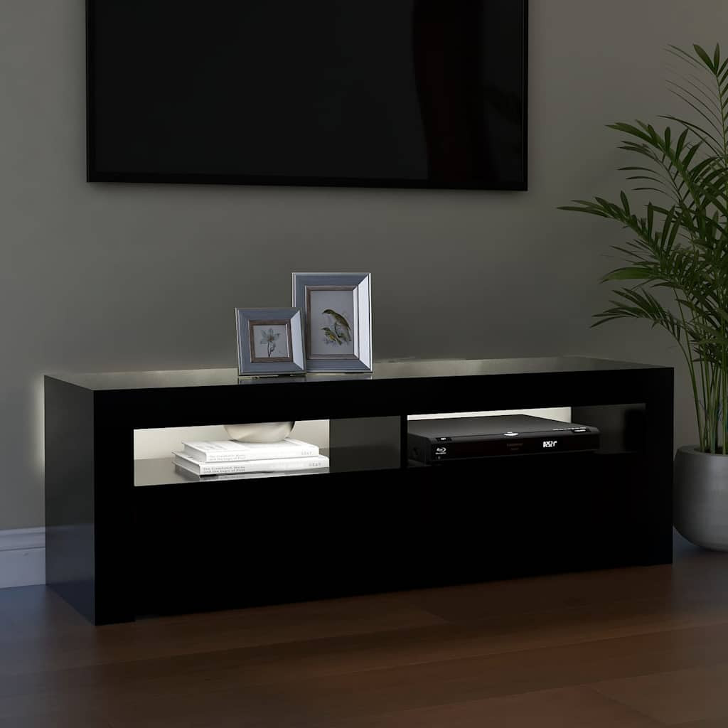 fekete TV-szekrény LED-világítással 120 x 35 x 40 cm