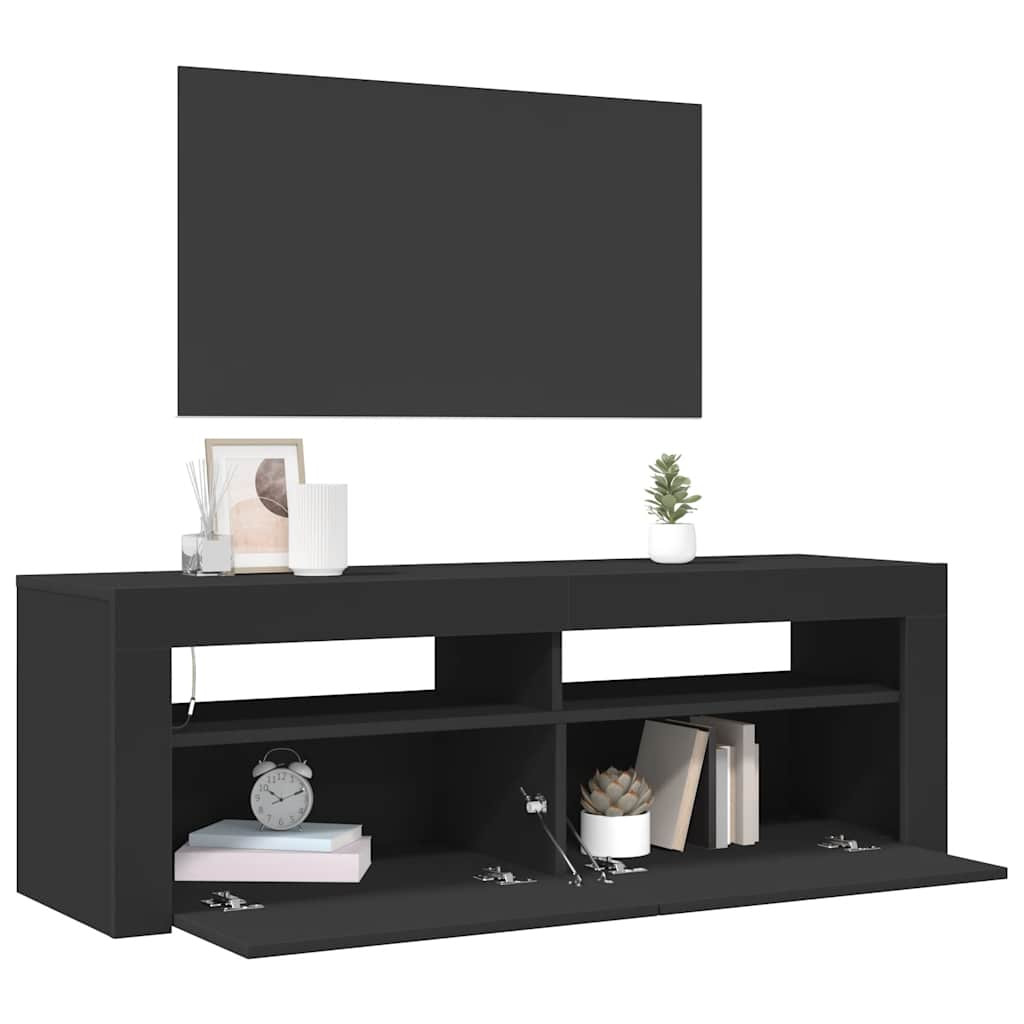 fekete TV-szekrény LED-világítással 120 x 35 x 40 cm