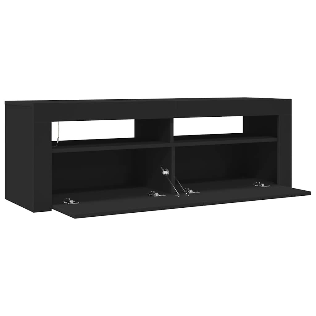 fekete TV-szekrény LED-világítással 120 x 35 x 40 cm