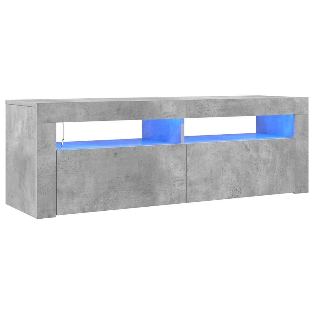 betonszürke TV-szekrény LED-világítással 120 x 35 x 40 cm