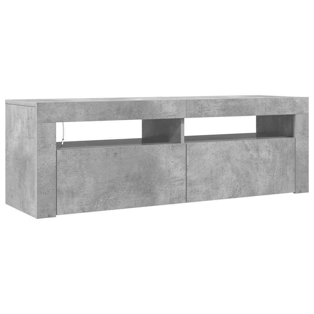 betonszürke TV-szekrény LED-világítással 120 x 35 x 40 cm