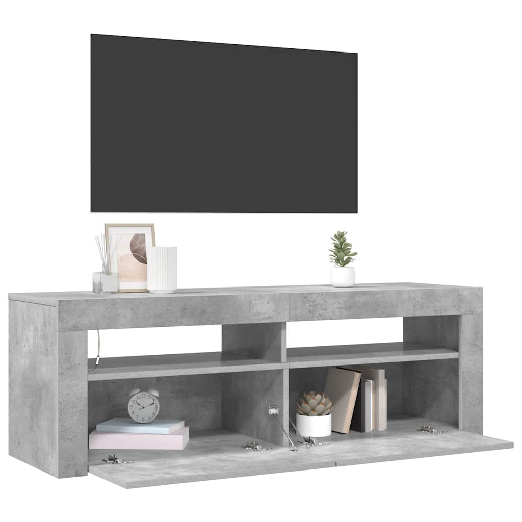 betonszürke TV-szekrény LED-világítással 120 x 35 x 40 cm