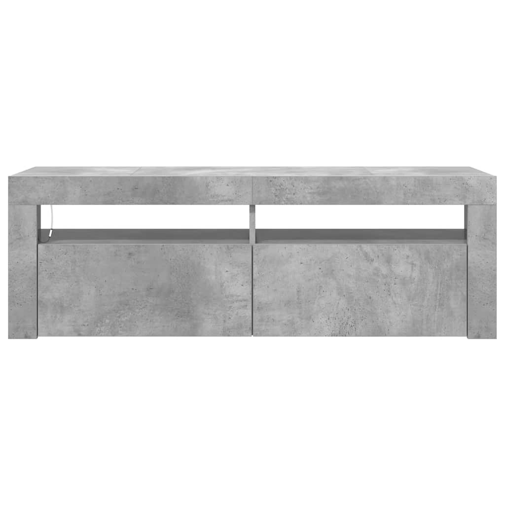 betonszürke TV-szekrény LED-világítással 120 x 35 x 40 cm
