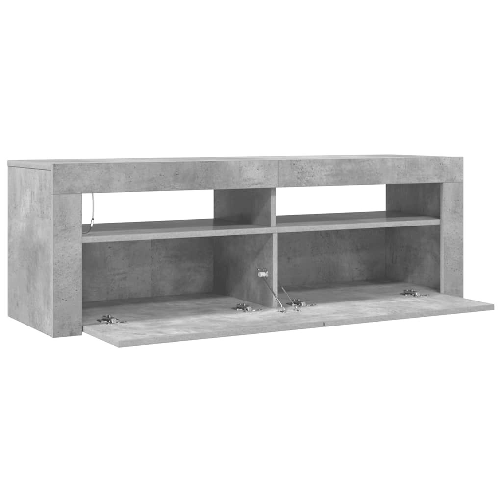 betonszürke TV-szekrény LED-világítással 120 x 35 x 40 cm