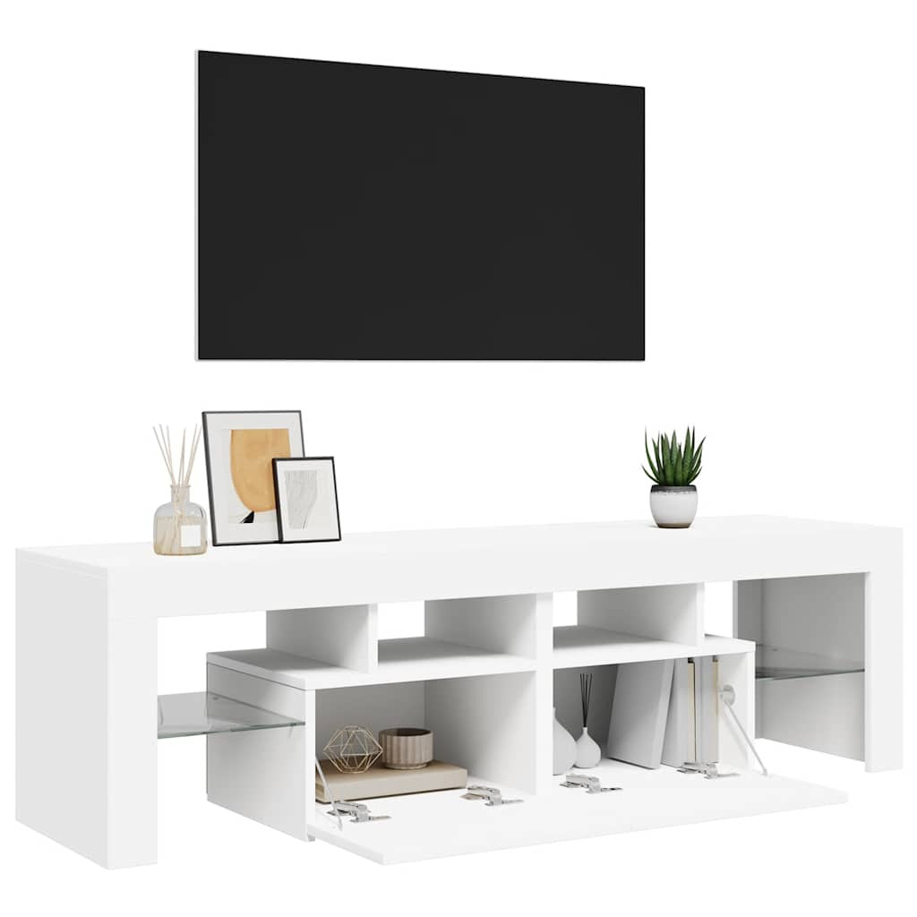 fehér TV-szekrény LED-lámpákkal 140 x 36,5 x 40 cm