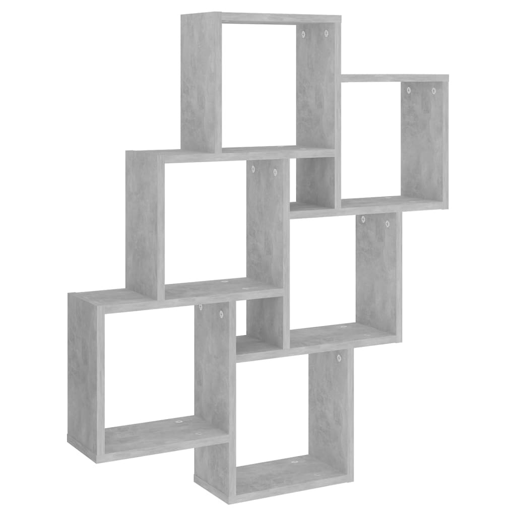 betonszürke szerelt fa négyszögű fali polc 78 x 15 x 93 cm