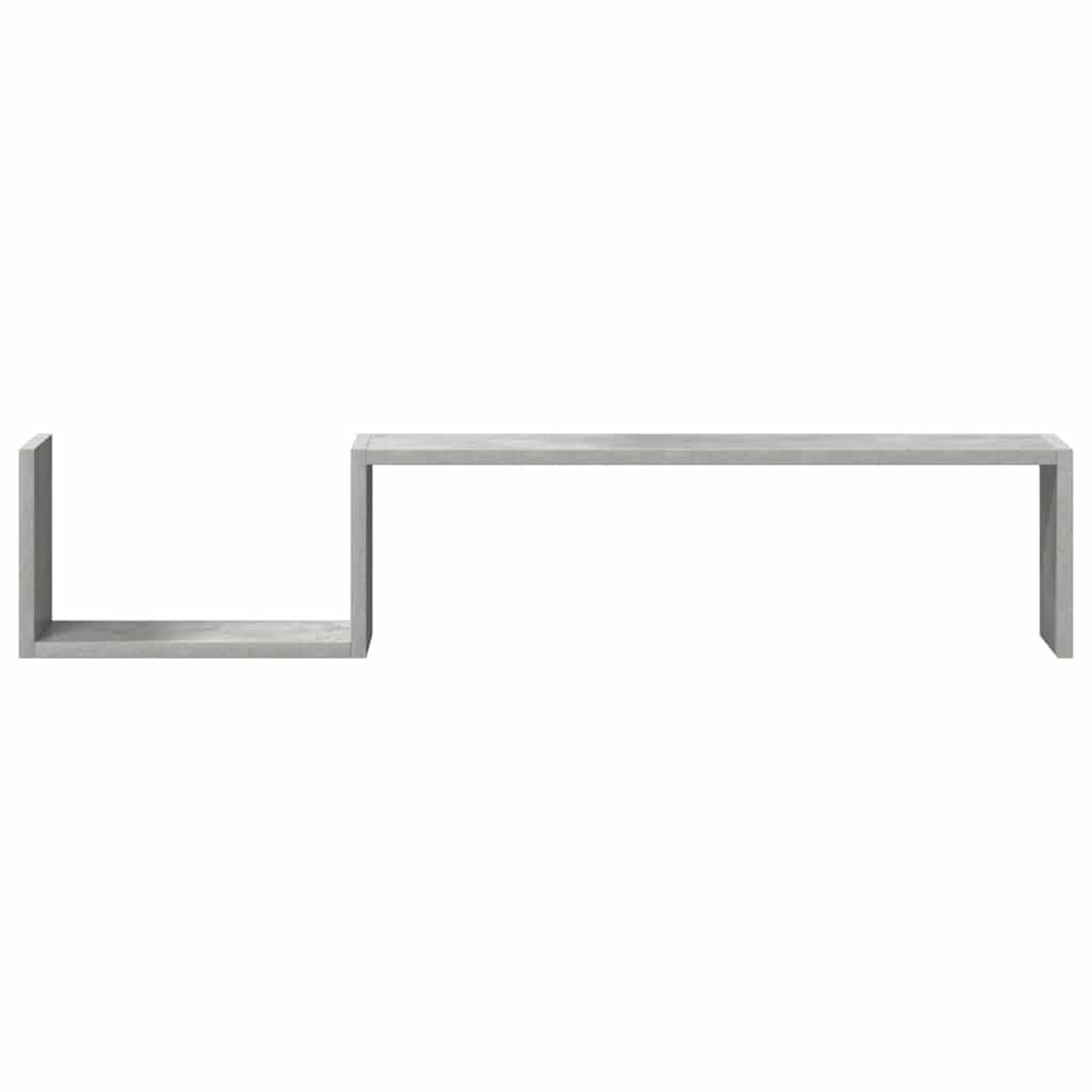2 db betonszürke szerelt fa fali polc 100 x 15 x 20 cm