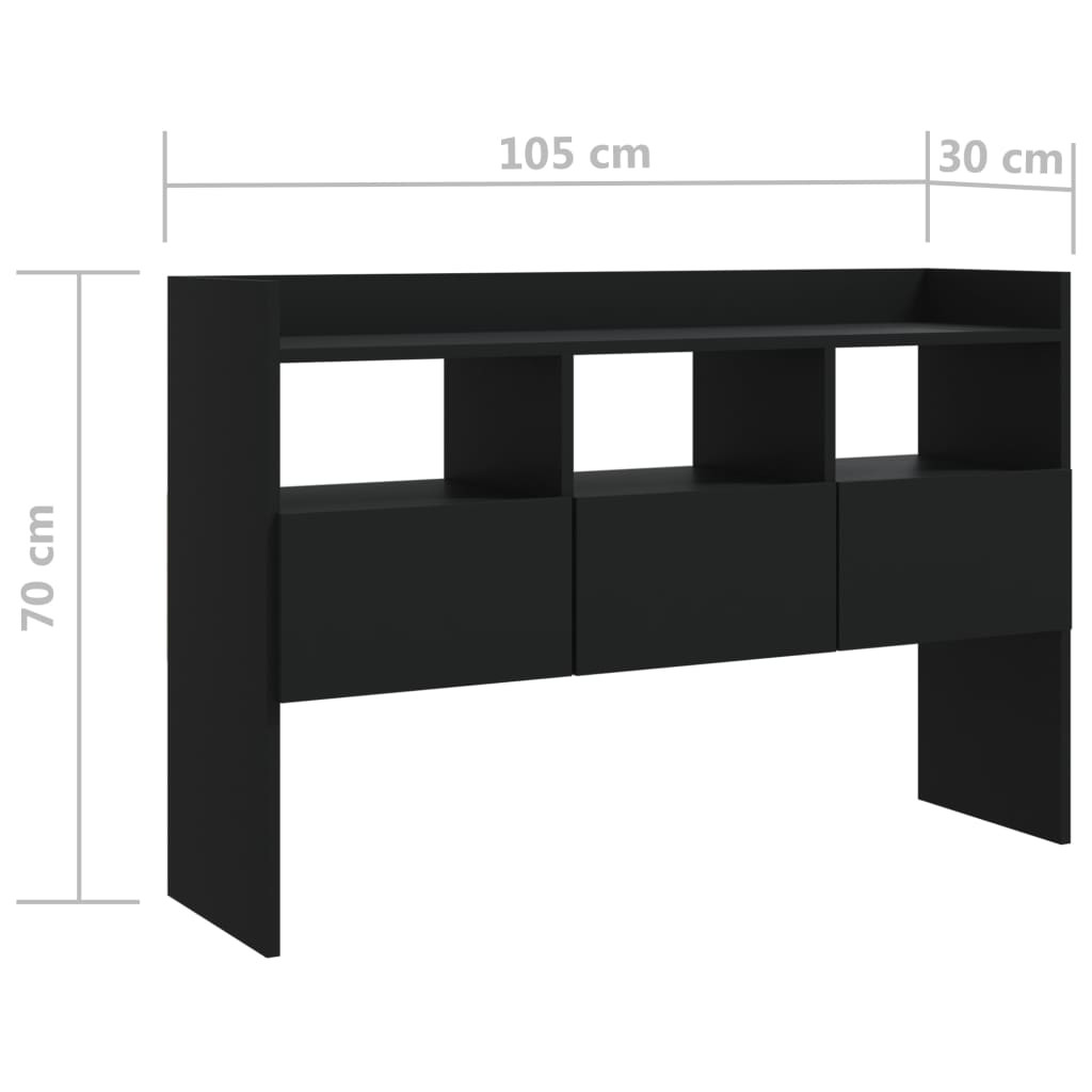 fekete szerelt fa tálalószekrény 105 x 30 x 70 cm