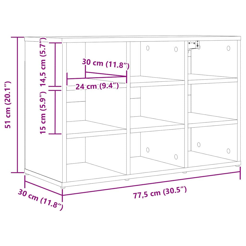 Cipősszekrény polcokkal Fehér 77.5 x 30 x 51 cm Faanyag