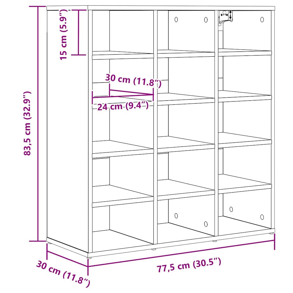 Cipősszekrény Beton szürke 77.5 x 30 x 83.5 cm Faanyag