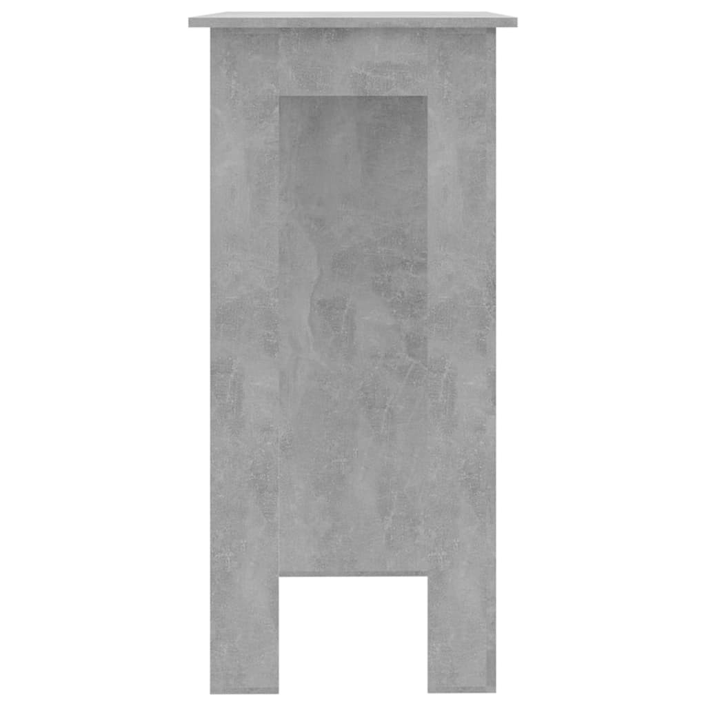 betonszürke szerelt fa bárasztal polccal 102 x 50 x 103,5 cm