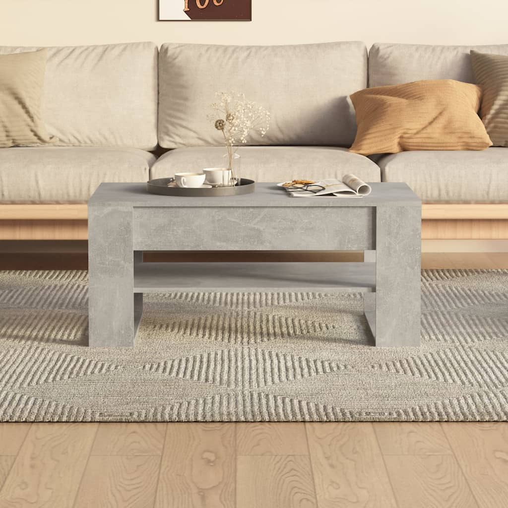 betonszürke szerelt fa dohányzóasztal 102 x 55 x 45 cm