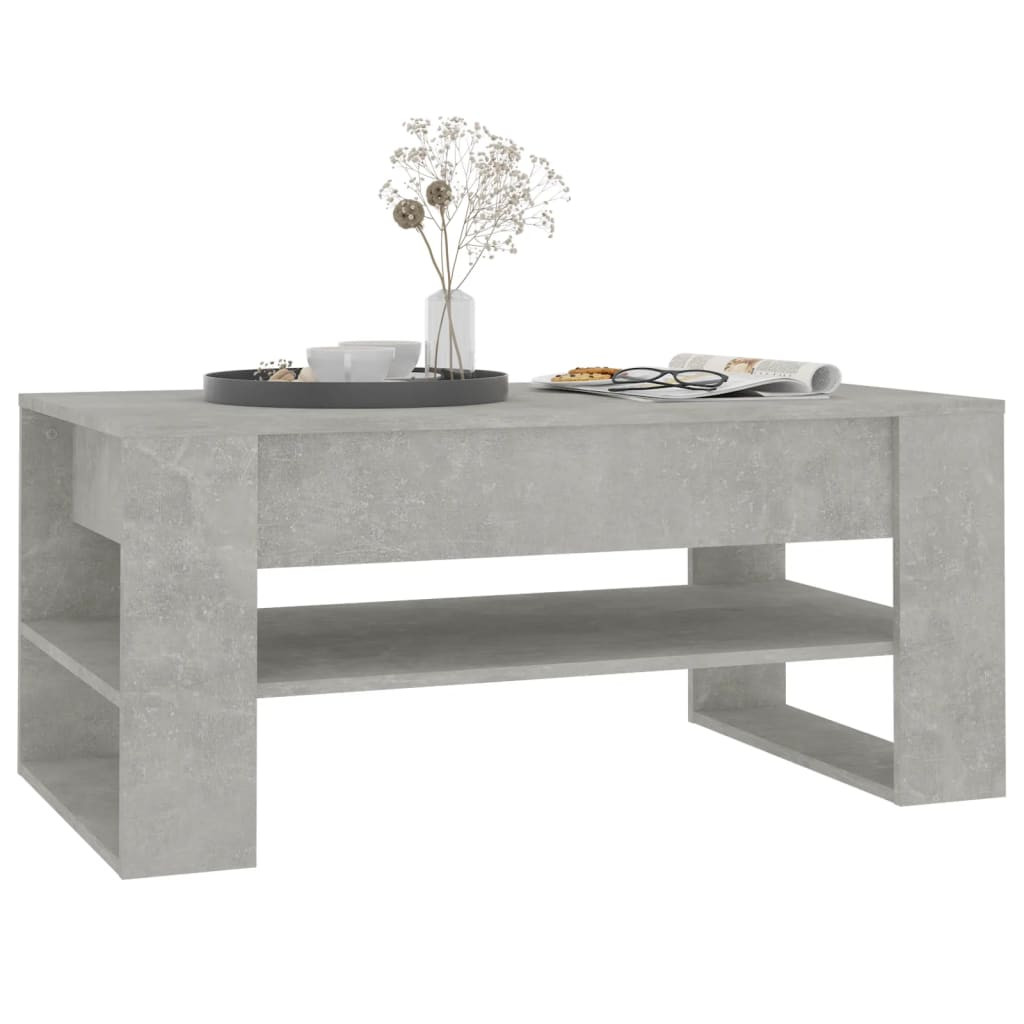 betonszürke szerelt fa dohányzóasztal 102 x 55 x 45 cm