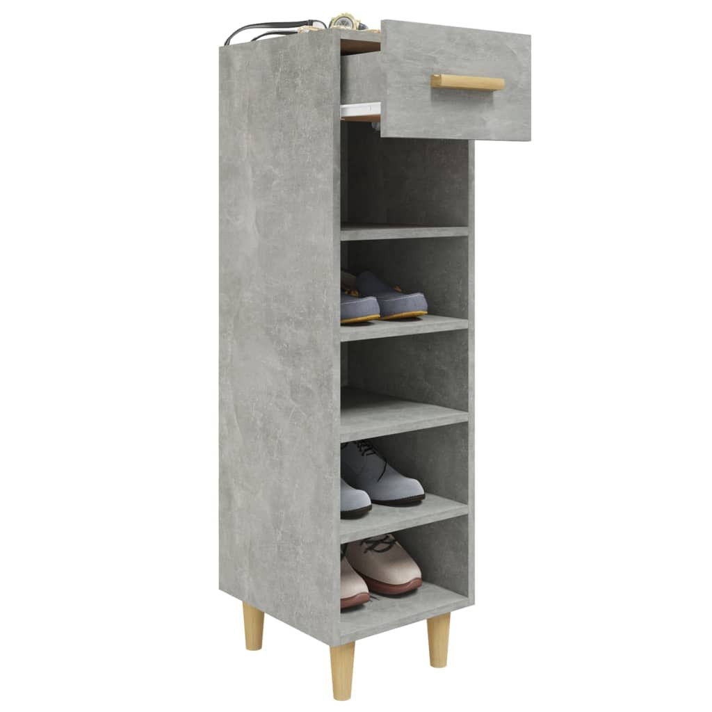 betonszürke szerelt fa cipősszekrény 30 x 35 x 105 cm