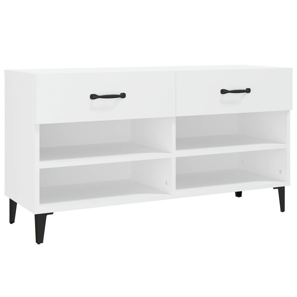 fehér szerelt fa cipősszekrény 102x35x55 cm