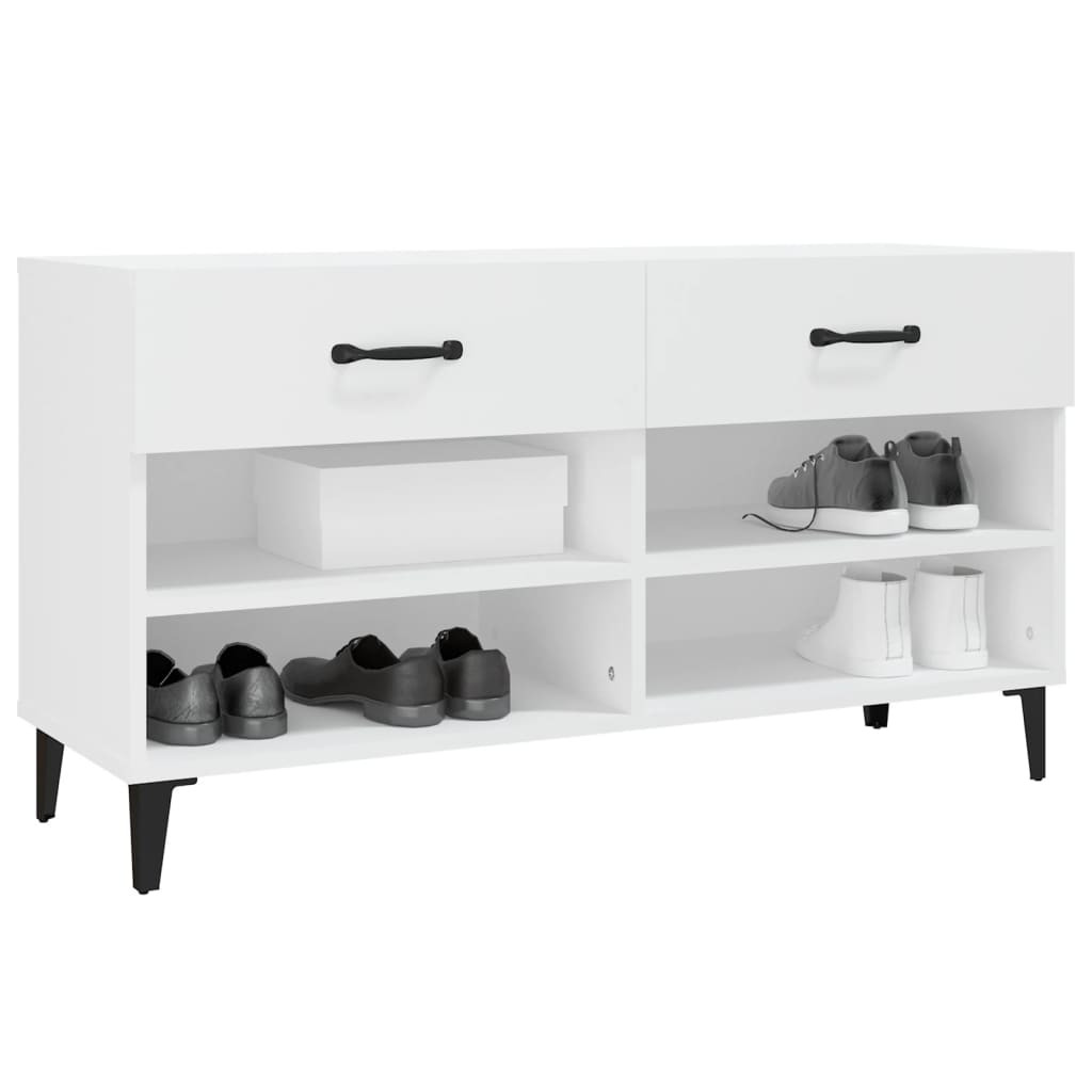 fehér szerelt fa cipősszekrény 102x35x55 cm