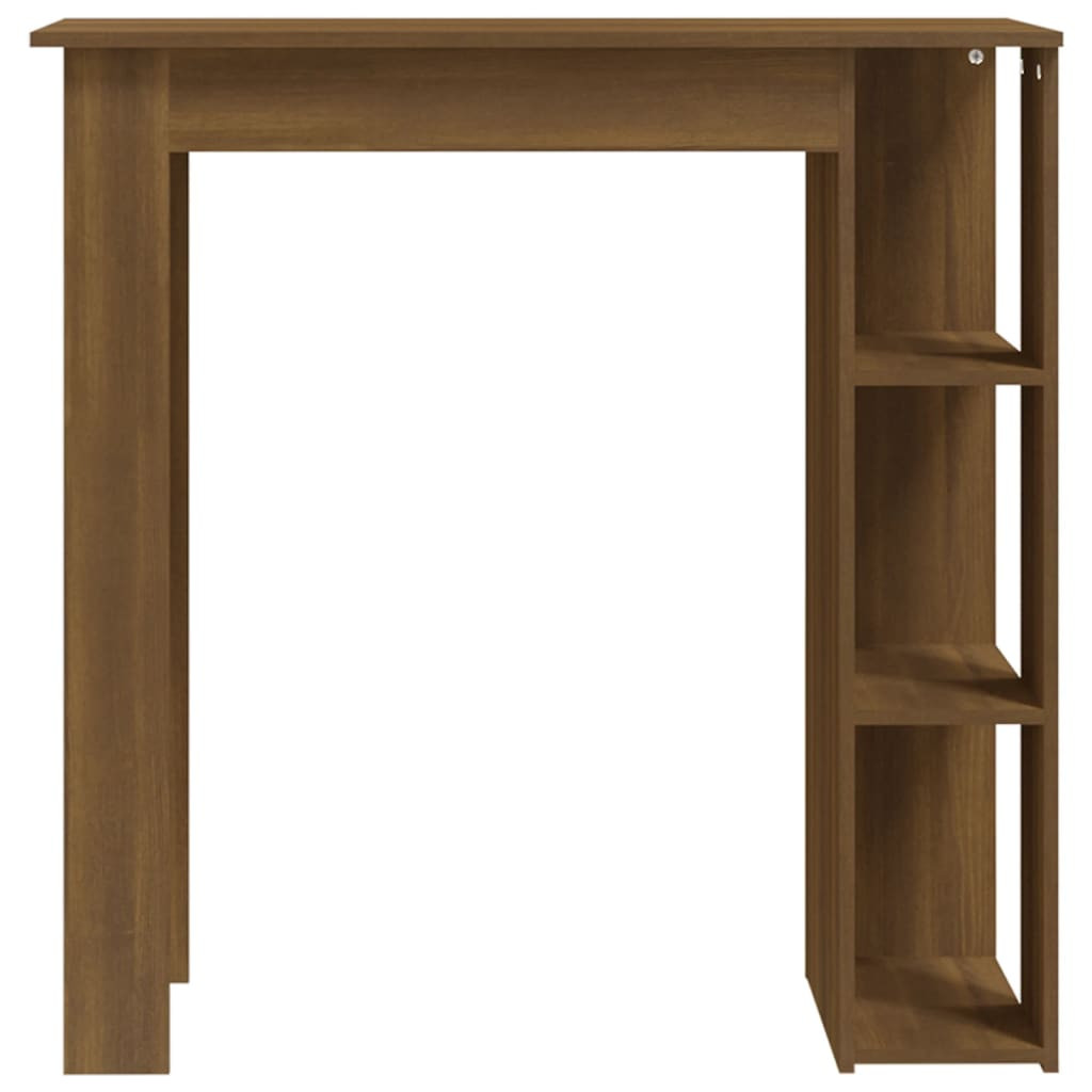 barna tölgy színű szerelt fa bárasztal polccal 102x50x103,5 cm
