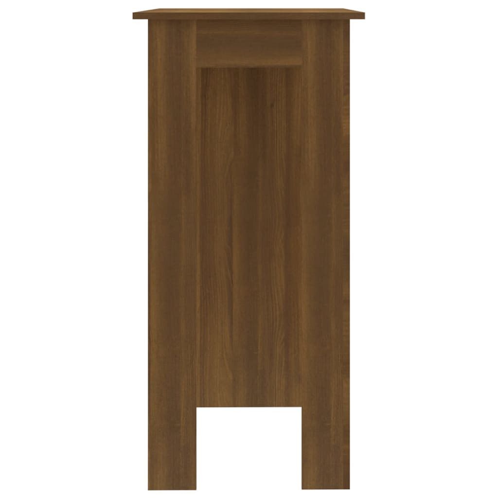 barna tölgy színű szerelt fa bárasztal polccal 102x50x103,5 cm
