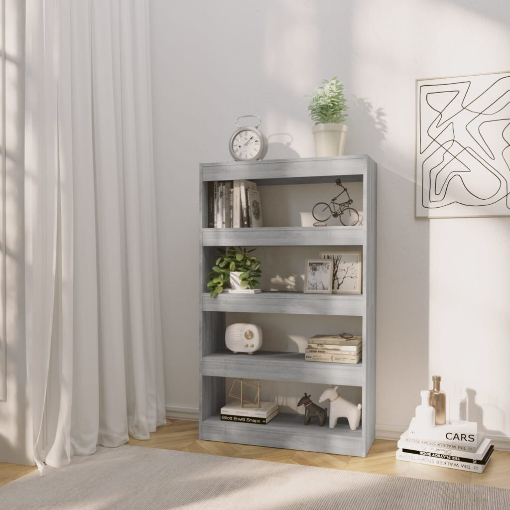 szürke sonoma színű fa könyvszekrény/térelválasztó 80x30x135 cm szürke sonoma színű fa könyvszekrény/térelválasztó 80x30x135 cm