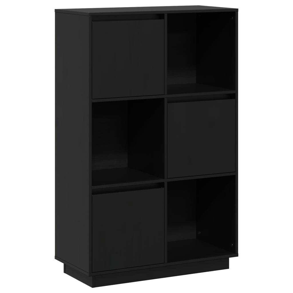 fekete tömör fenyőfa magasszekrény 74x35x117 cm