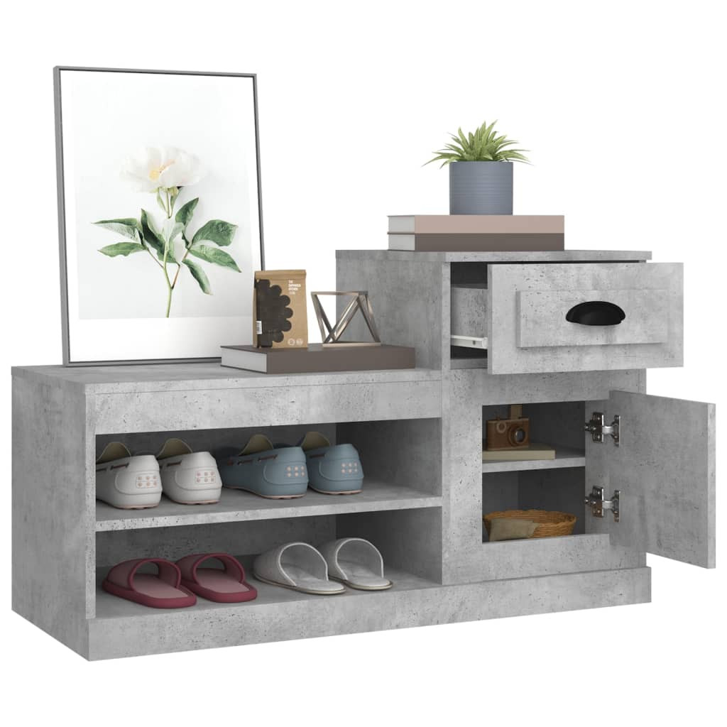 betonszürke szerelt fa cipőszekrény 100 x 42 x 60 cm