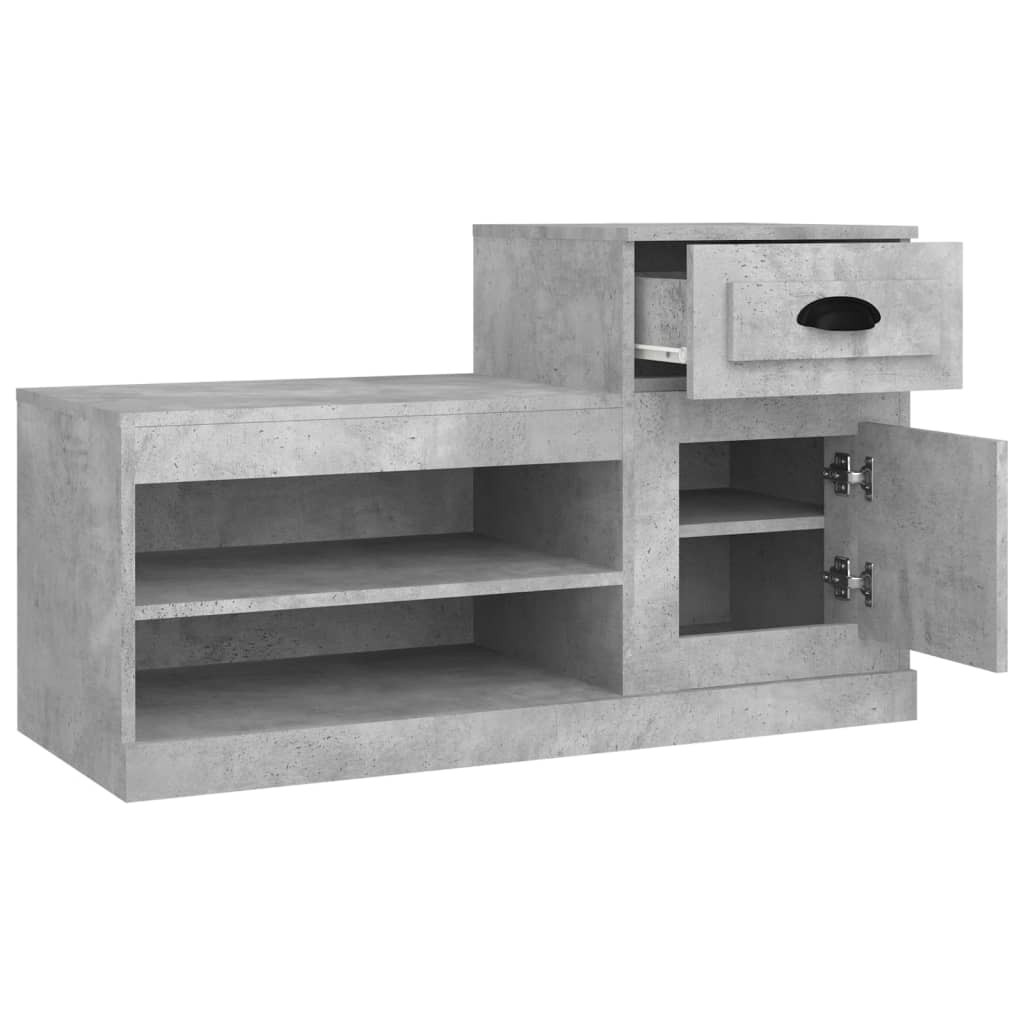 betonszürke szerelt fa cipőszekrény 100 x 42 x 60 cm