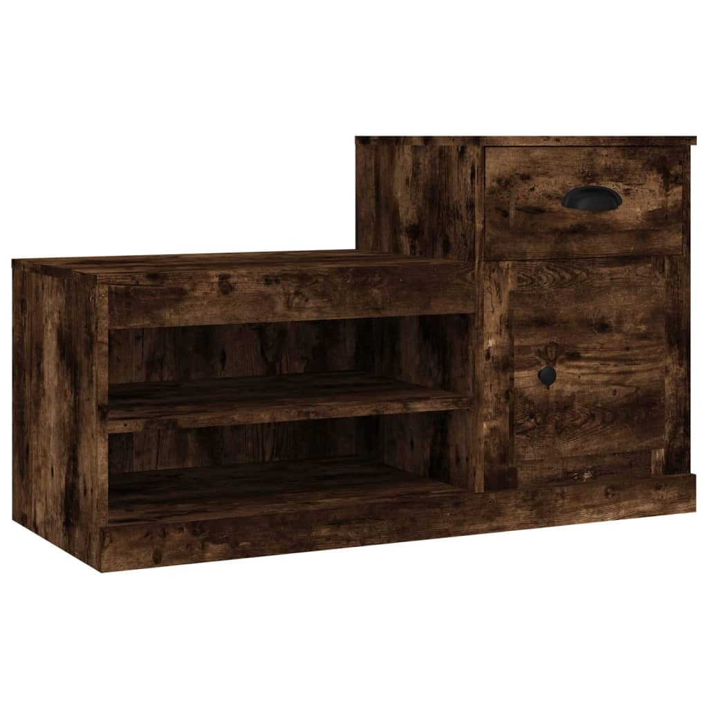 füstös tölgy színű szerelt fa cipősszekrény 100x42x60 cm