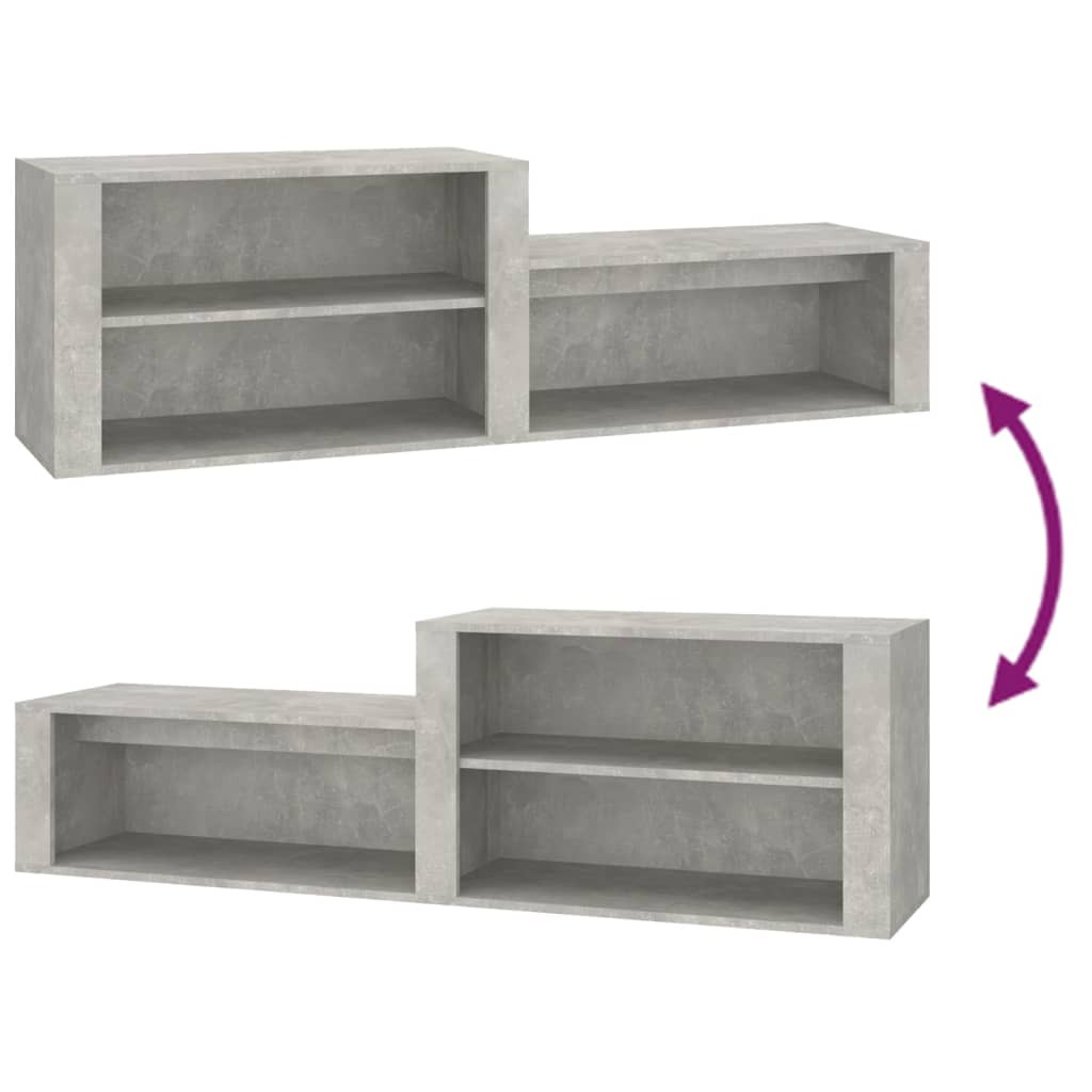 betonszürke szerelt fa cipőszekrény 150x35x45 cm