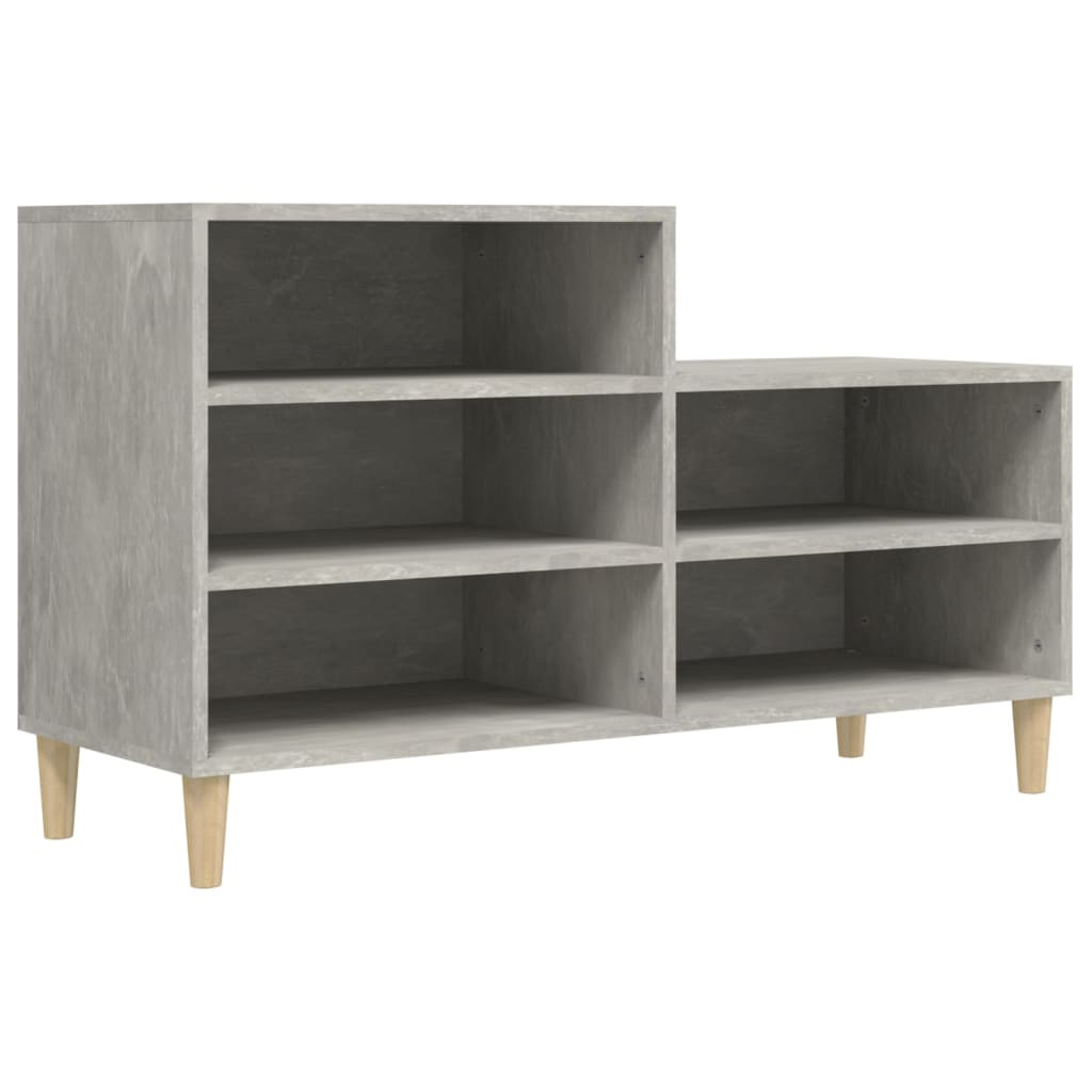 betonszürke szerelt fa cipőszekrény 102x36x60 cm