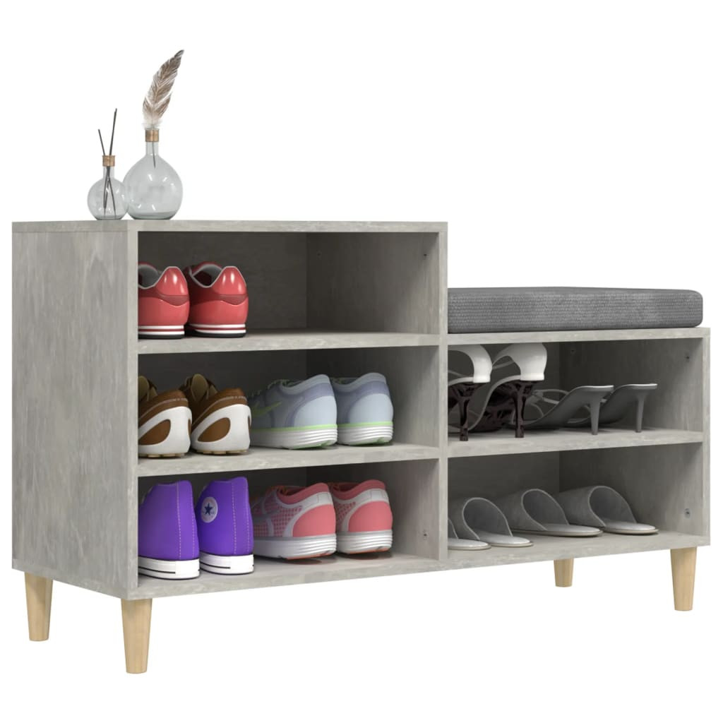 betonszürke szerelt fa cipőszekrény 102x36x60 cm