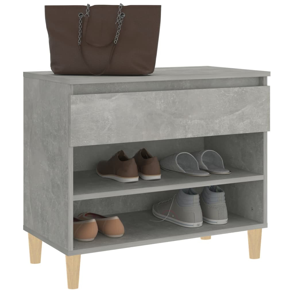 betonszürke szerelt fa cipőszekrény 70x36x60 cm