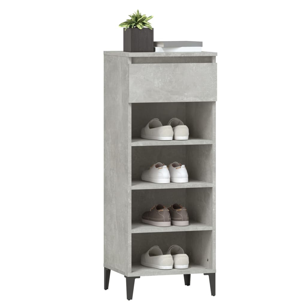 betonszürke szerelt fa cipőtartó 40x36x105 cm
