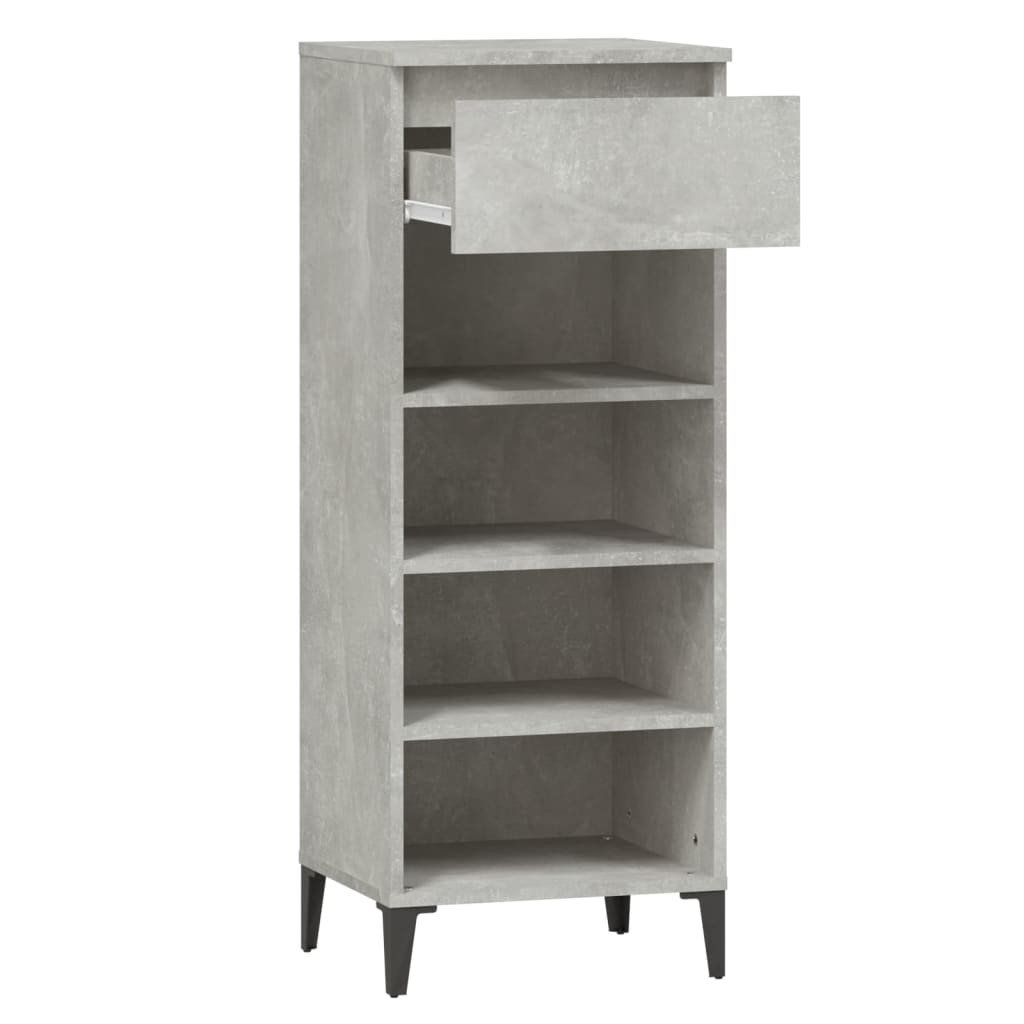 betonszürke szerelt fa cipőtartó 40x36x105 cm