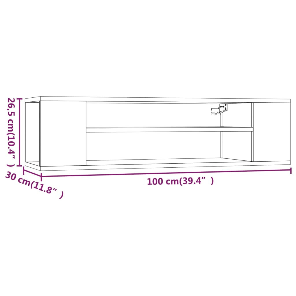 füstös tölgy színű szerelt fa függő TV-szekrény 100x30x26,5 cm füstös tölgy színű szerelt fa függő TV-szekrény 100x30x26,5 cm