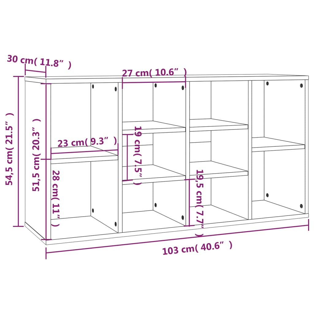 füstös tölgy színű szerelt fa cipőtároló pad 103x30x54,5 cm
