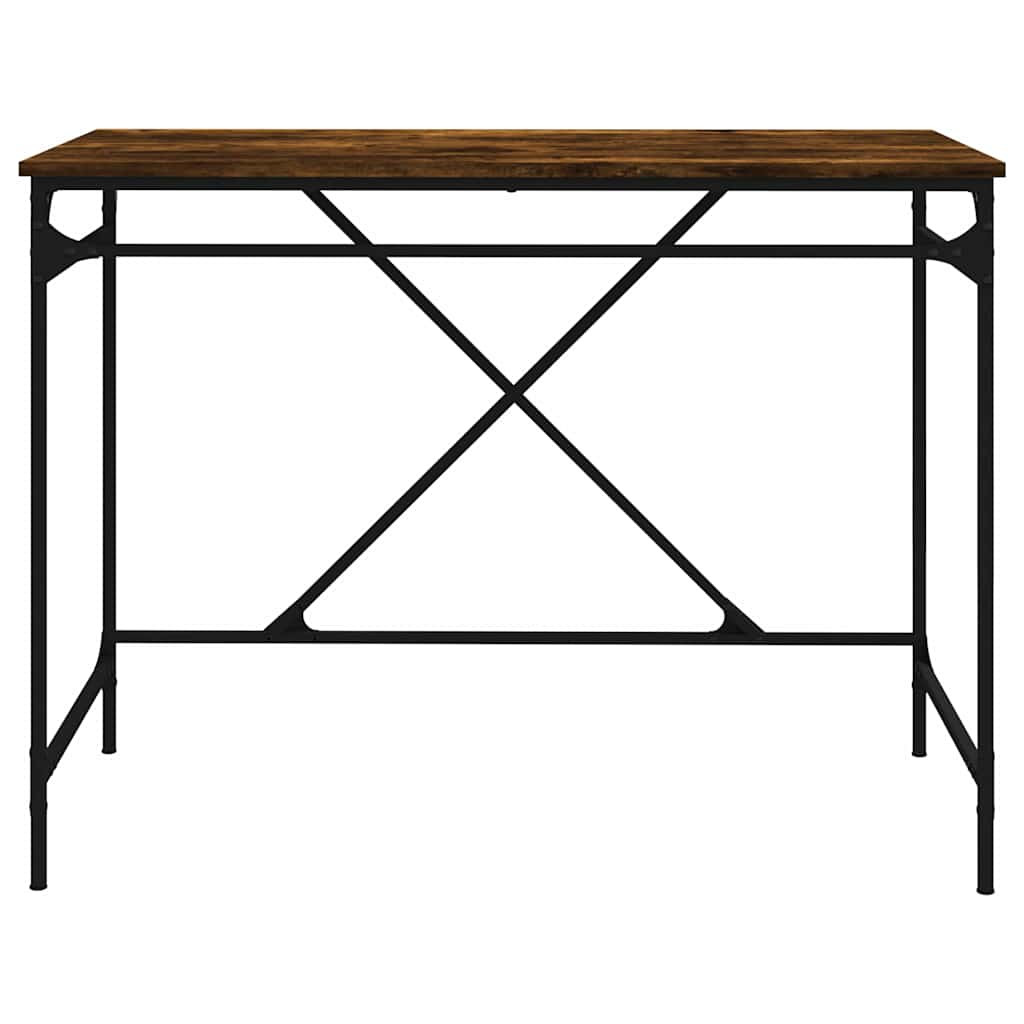 füstös tölgy színű szerelt fa és vas íróasztal 100 x 50 x 75 cm