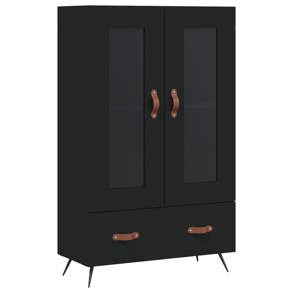 fekete szerelt fa magasszekrény 69,5 x 31 x 115 cm