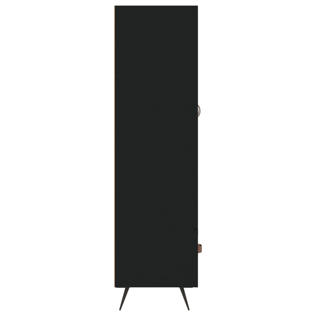 fekete szerelt fa magasszekrény 69,5 x 31 x 115 cm