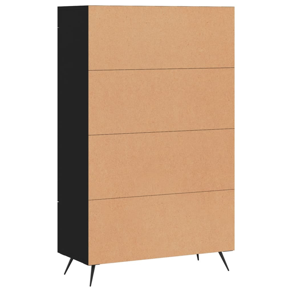 fekete szerelt fa magasszekrény 69,5 x 31 x 115 cm