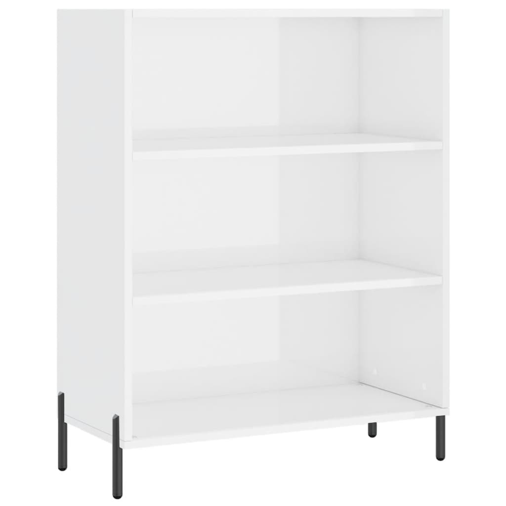 magasfényű fehér szerelt fa polcos szekrény 69,5 x 32,5 x 90 cm