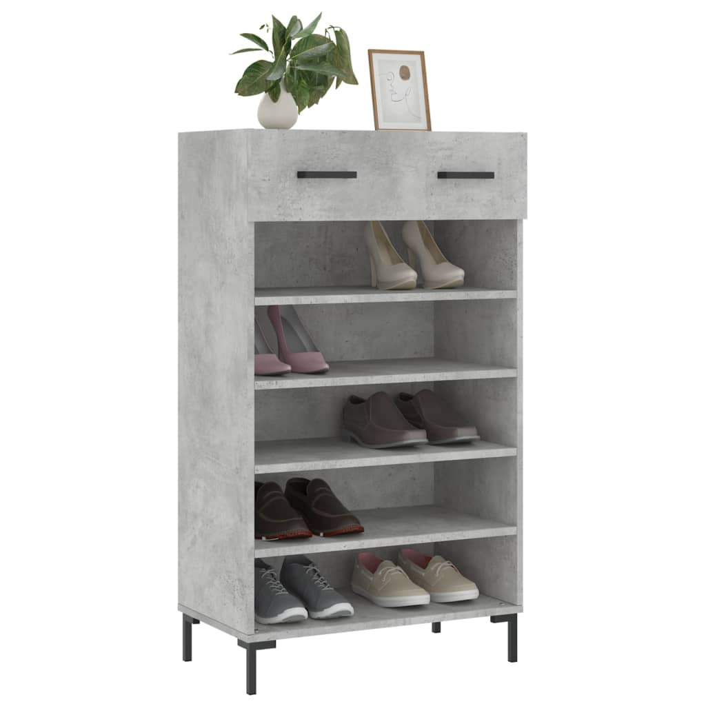 betonszürke szerelt fa cipőszekrény 60x35x105 cm
