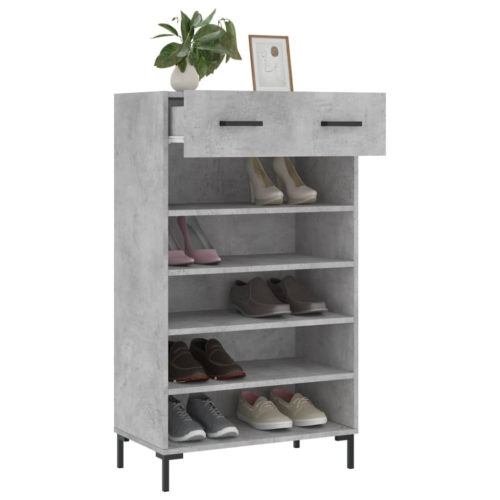 betonszürke szerelt fa cipőszekrény 60x35x105 cm