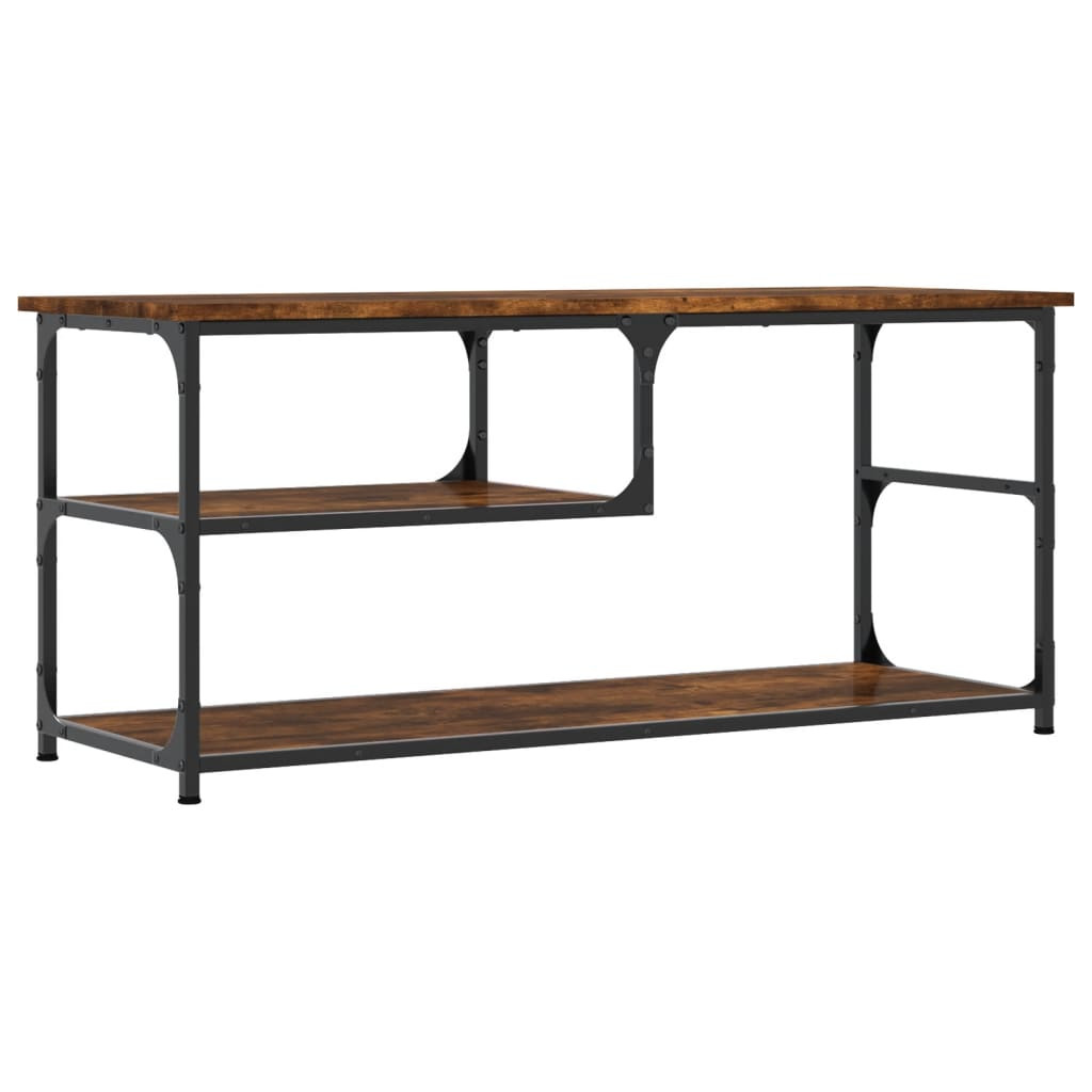 füstös tölgy színű szerelt fa és acél TV-szekrény 103x38x46,5cm