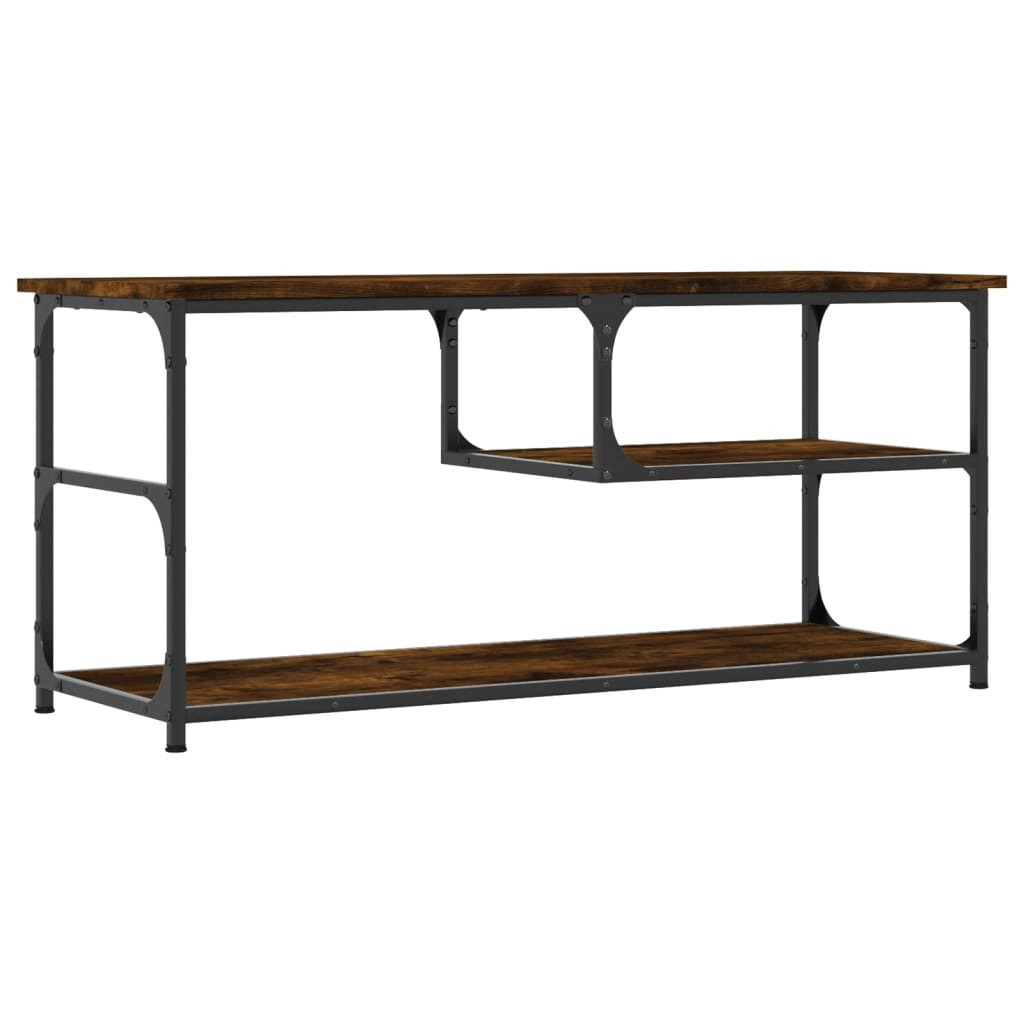 füstös tölgy színű szerelt fa és acél TV-szekrény 103x38x46,5cm