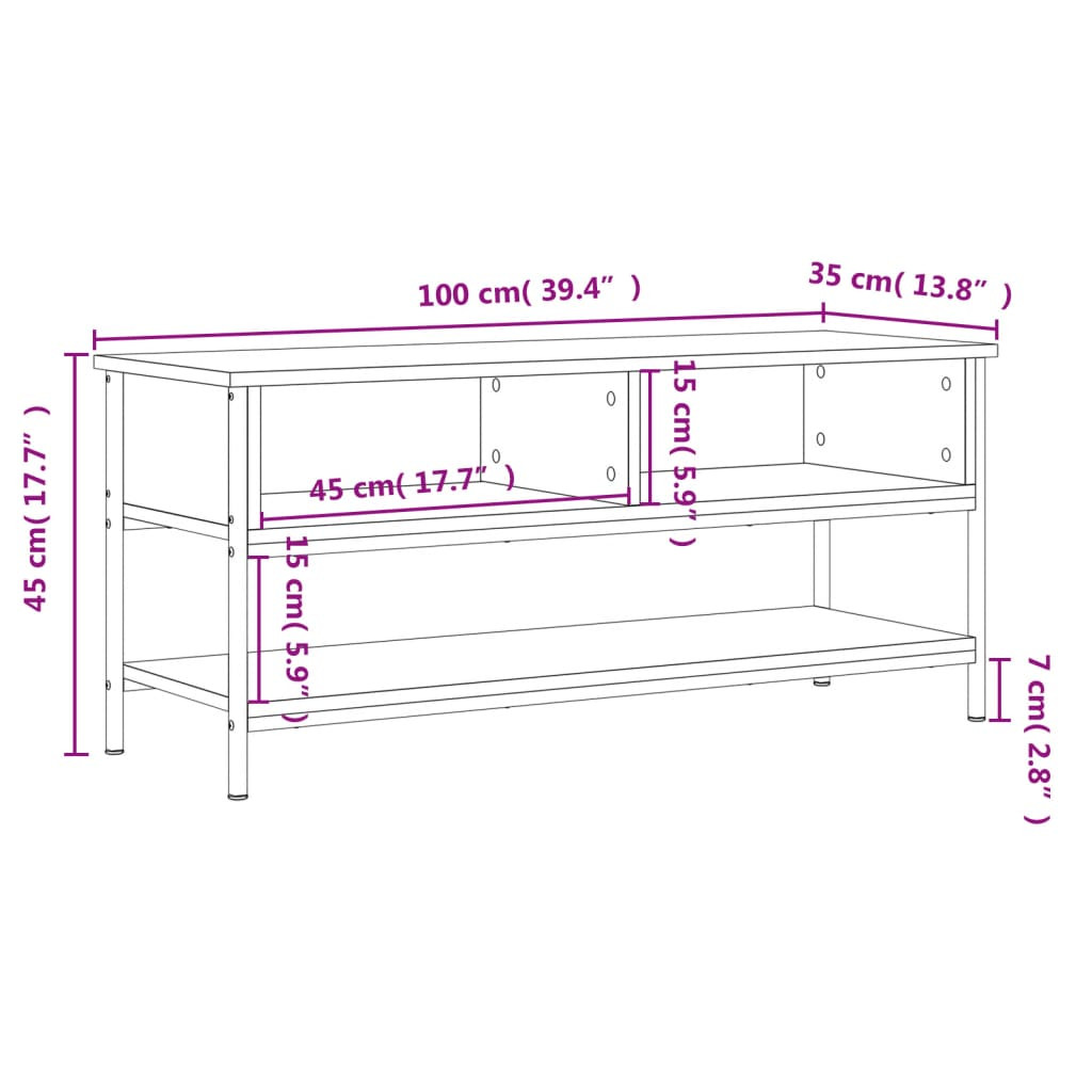 füstös tölgy színű szerelt fa TV-szekrény 100 x 35 x 45 cm