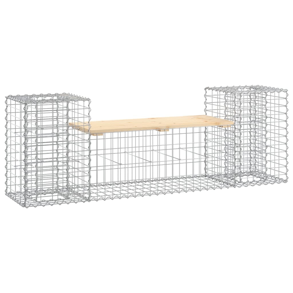 tömör fenyőfa gabion kerti pad 183x41x60,5 cm