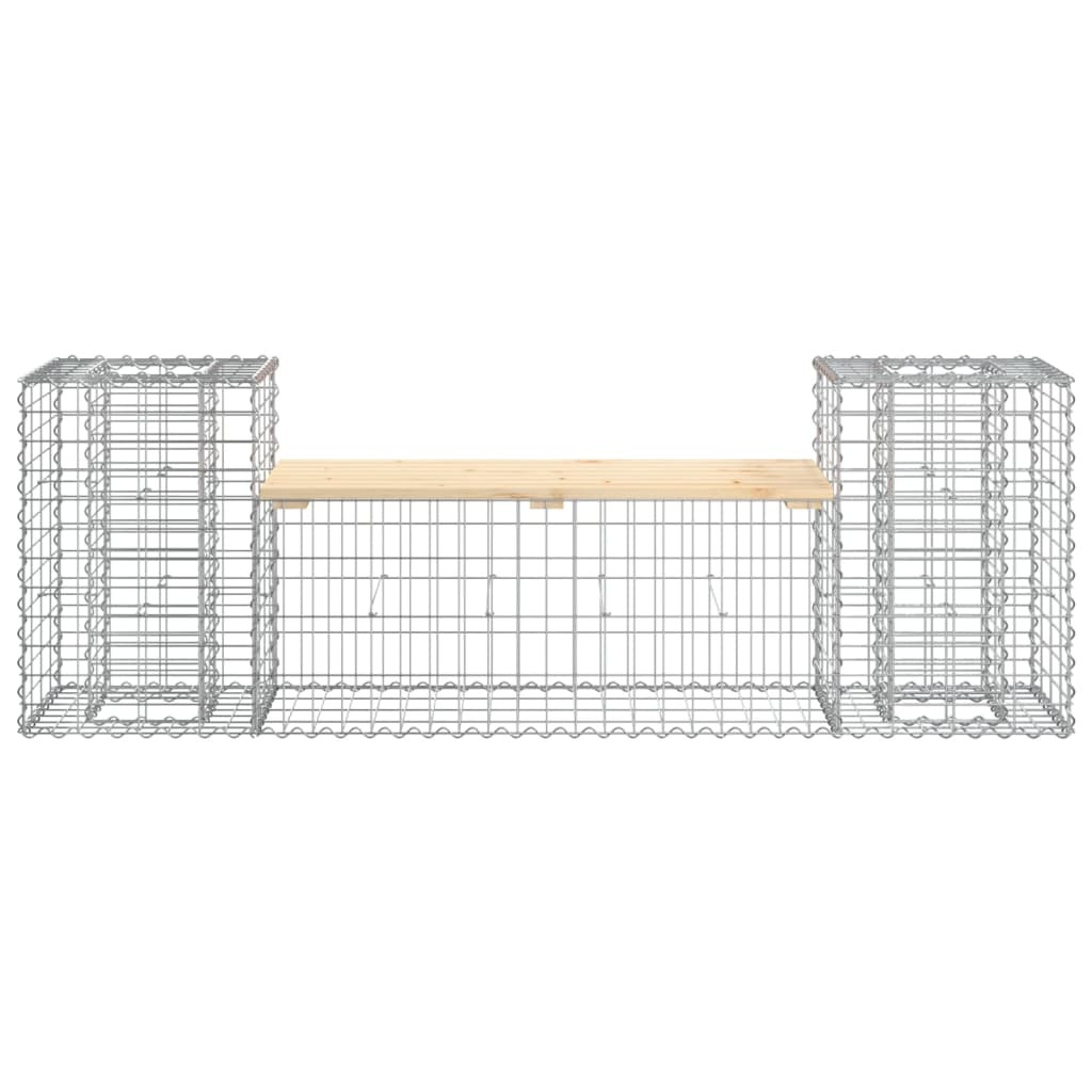 tömör fenyőfa gabion kerti pad 183x41x60,5 cm