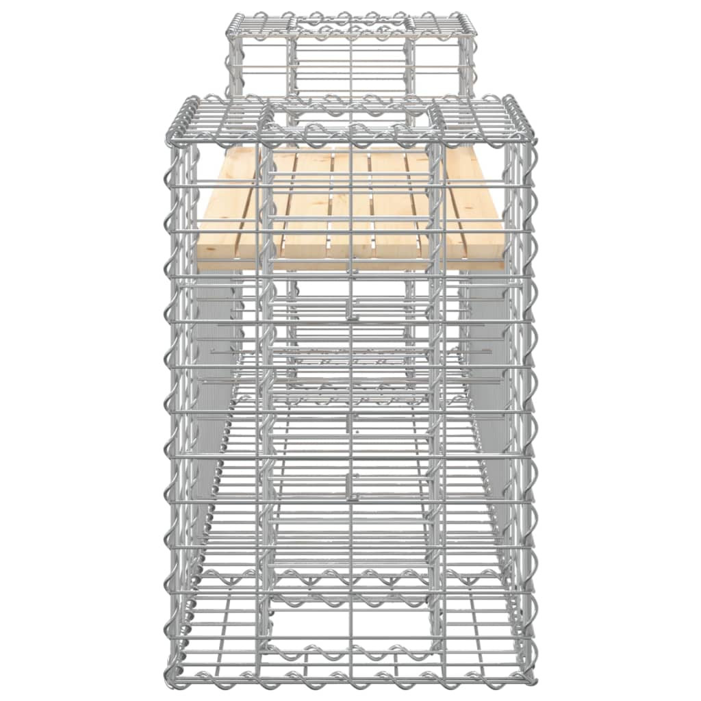 tömör fenyőfa gabion kerti pad 183x41x60,5 cm