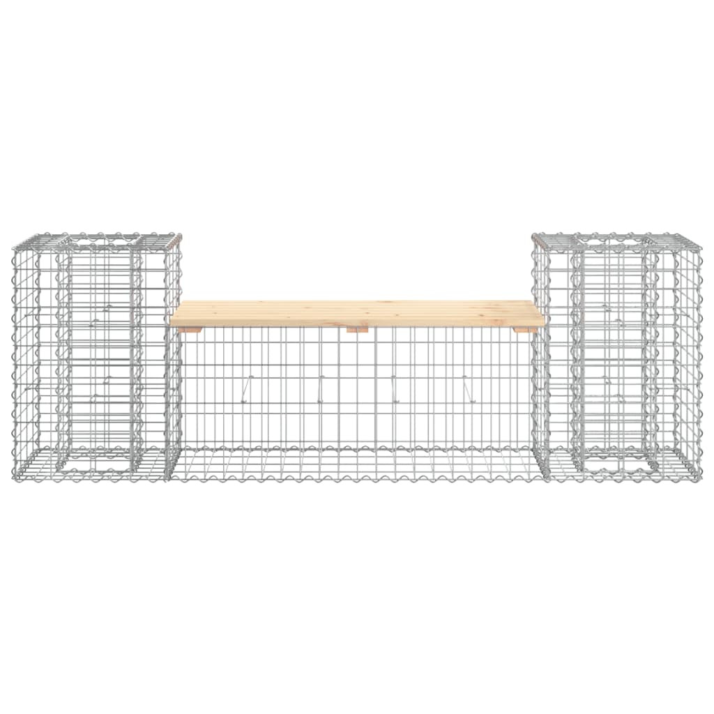 tömör fenyőfa gabion kerti pad 183x41x60,5 cm